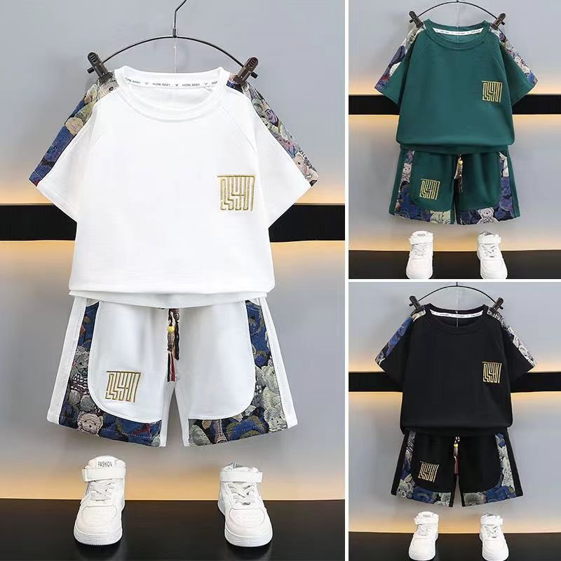 Boys Korean Style Streetwear | Baby Casual Two-Piece Sports Set with Short Sleeves