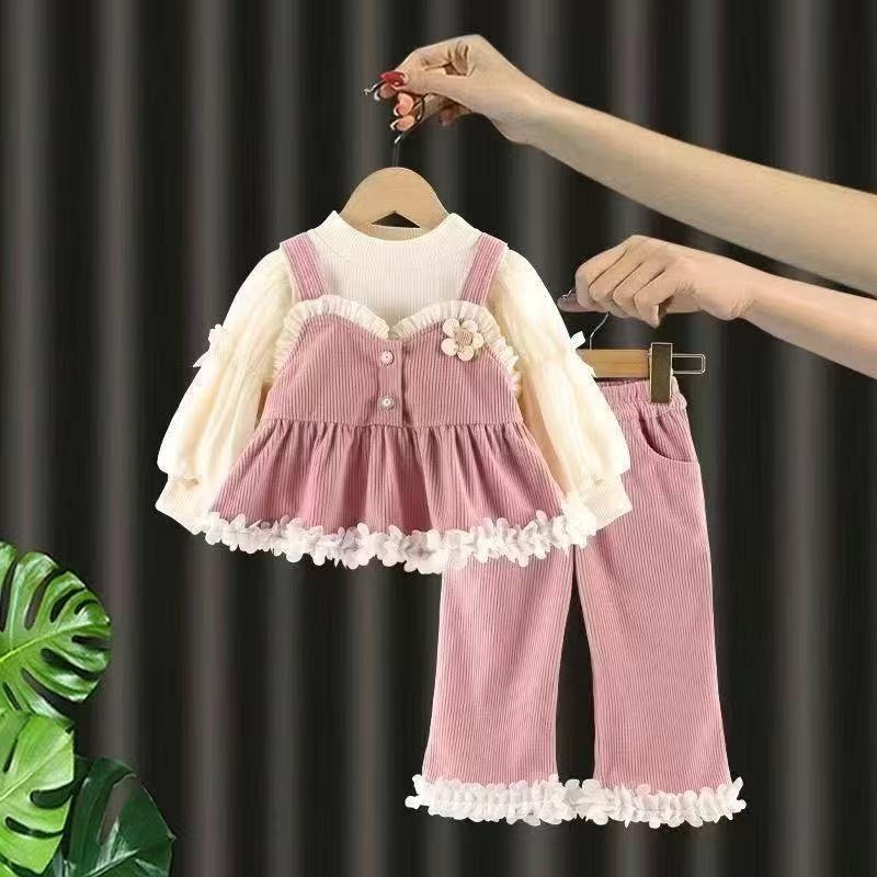 Adorable 3-Piece Girls Top and Trouser Set – Perfect for Autumn & Spring
