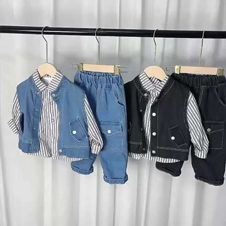 Stylish Denim Vest, Shirt & Pants 3-Piece Set