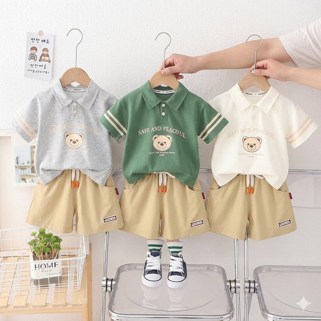 New Summer Style, Stylish Cartoon Short-Sleeved Two-Piece Clothing Set for Toddlers