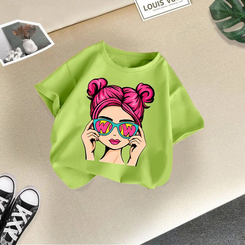 Girls Summer T-Shirt | Fashionable Casual Top with Girl Print